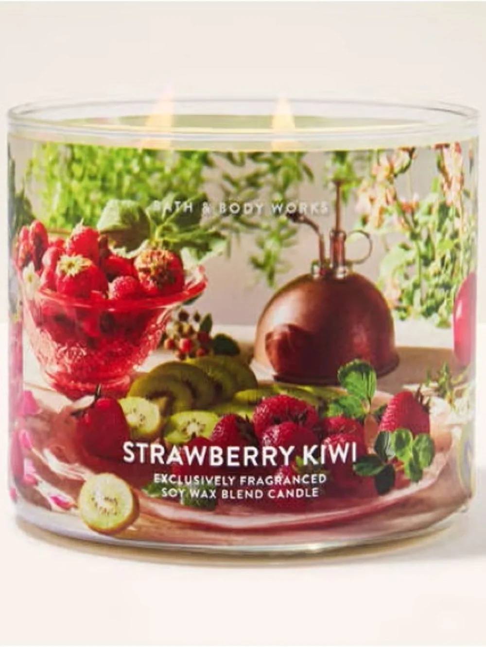 Bath & Body Works Strawberry Kiwi 3-Wick Candle - Red & Green